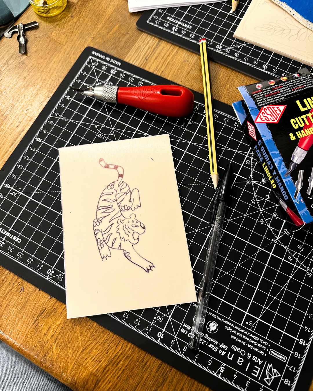 Linocut, writing &amp; hot drink workshop