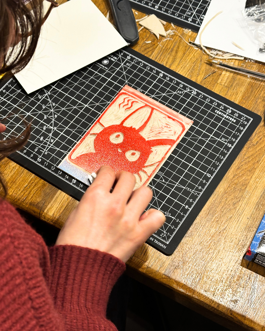 Linocut, writing &amp; hot drink workshop