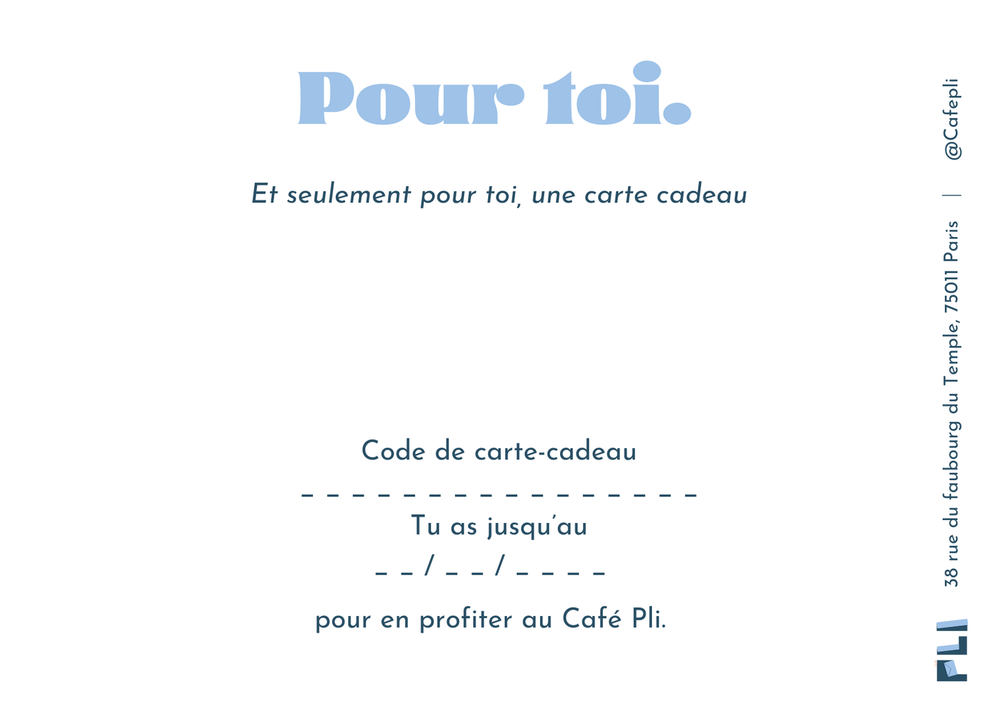 Carte Cadeau Café Pli