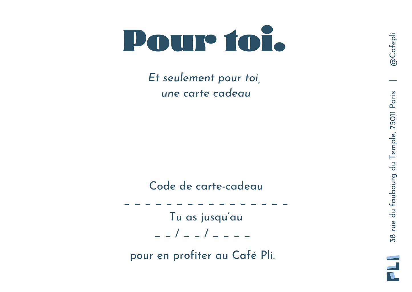 Carte Cadeau Café Pli