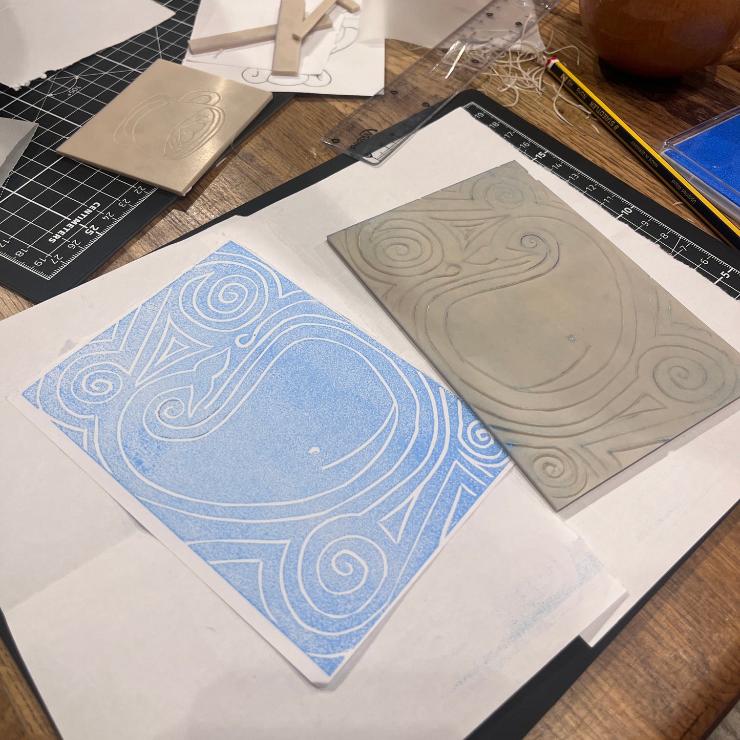 Linocut, writing &amp; hot drink workshop